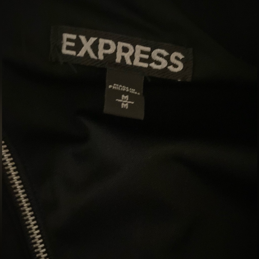 Express Black Floral Lined Zip Up Tank Top Medium - Picture 11 of 13